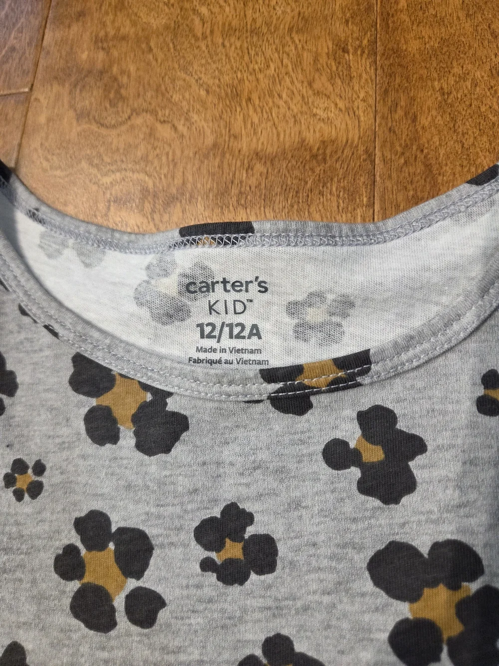 Carter's Kids Gray Floral Short Sleeve Cotton Dress Size 12